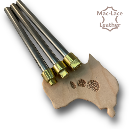 TOOLS FOR LEATHER CRAFT. KIT 21 - 3 BACKGROUND STAMPS. SIZES: 10X10, 6X6, 3X6 MM