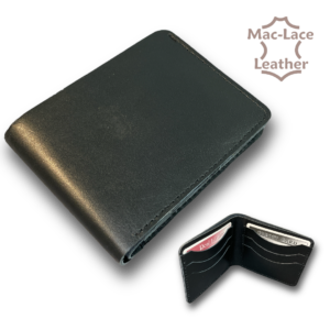 Black Leather Card Wallet with Black Stitching