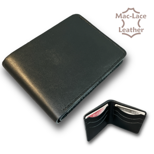 Black Leather Card Wallet with Black Stitching