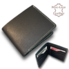 Plain Black Leather Card-Wallet with Natural Stitching