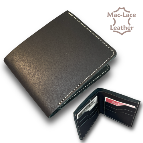 Plain Black Leather Card-Wallet with Natural Stitching
