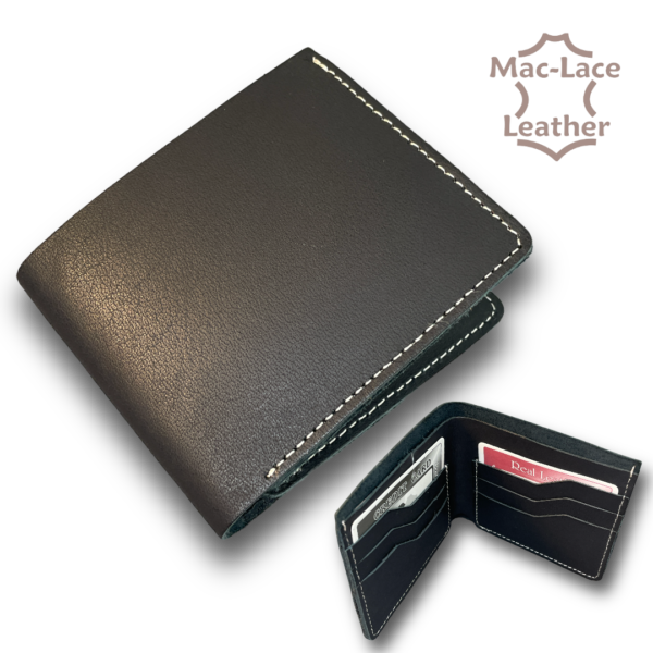 Plain Black Leather Card-Wallet with Natural Stitching