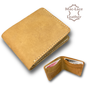 Tan Leather Card Wallet with Natural Stitching