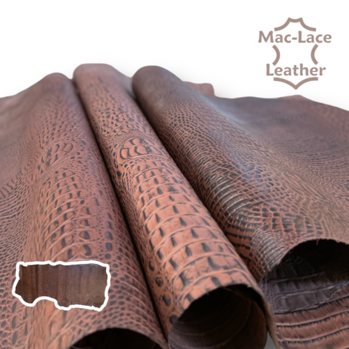 Brown Croc Embossed Calf Leather