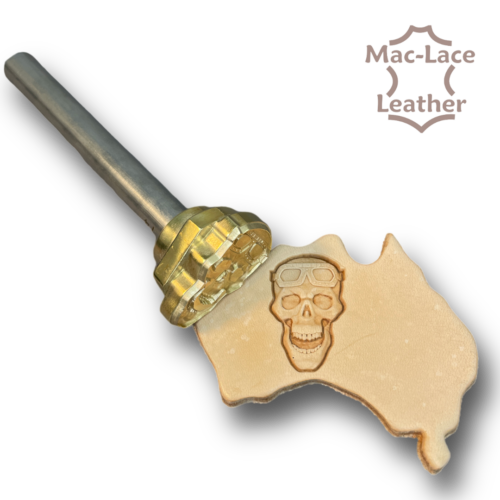 TOOL FOR LEATHER CRAFT. STAMP 74. SKULL WITH GLASSES. SIZE 20X33 MM