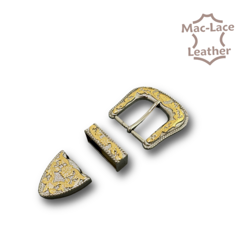 38mm 3-Piece Floral Nickel-Gold Buckle