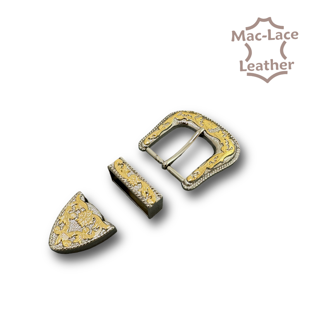 38mm 3-Piece Floral Nickel-Gold Buckle