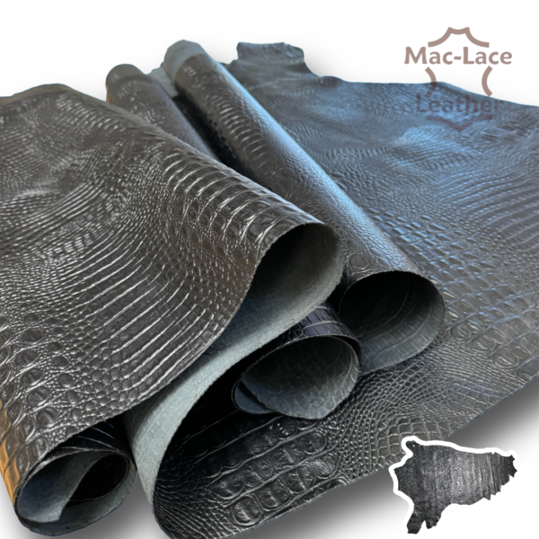 Alligator Embossing Black Cow Leather
