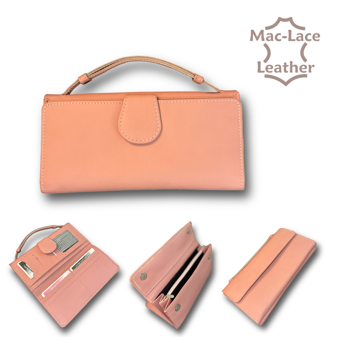 Ladies Baby Pink Leather Purse with small handle