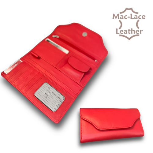 Ladies Leather Purse Red with red stitching