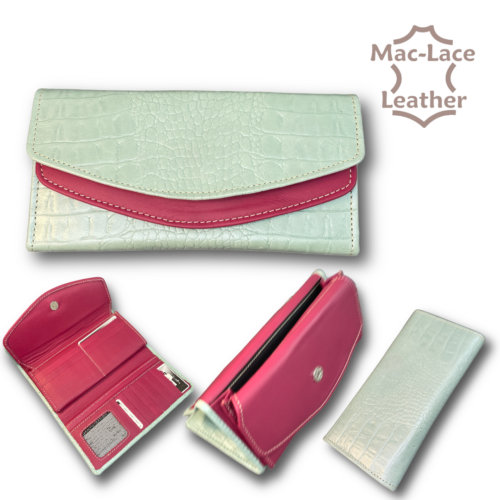 Ladies Pink-Blue Leather Purse
