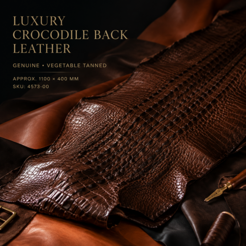 Premium veg-tanned genuine crocodile back leather with natural raised scales