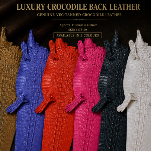 Premium veg-tanned genuine crocodile back leather with natural raised scales