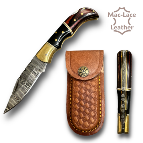 Damascus Folder Wood-Horn Handle DM-1214