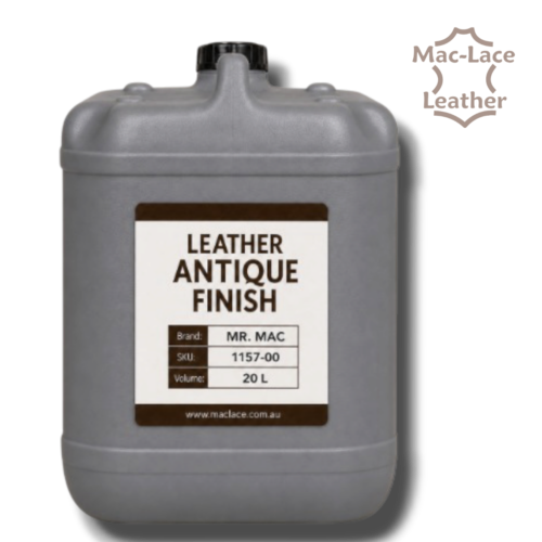 20 Litre MR MAC Leathercraft Antique Finish for colouring natural and vegetable-tanned leather and highlighting carved, tooled and stamped patterns.