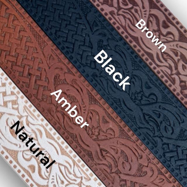Embossed Belt-Blank Floral Basket Weave Design