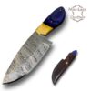 Blue Handle Damascus Skinning Knife (5967-00)