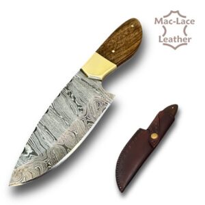 Brown Handle Damascus Skinning Knife (5970-00)