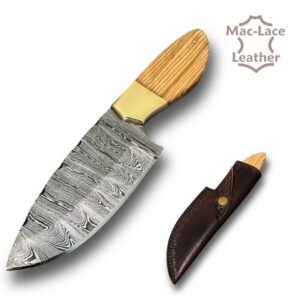 Oak Handle Damascus Skinning Knife (5971-00)