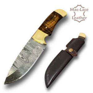 Brown Handle Double Bolsters Skinning Damascus knife (5973-00)