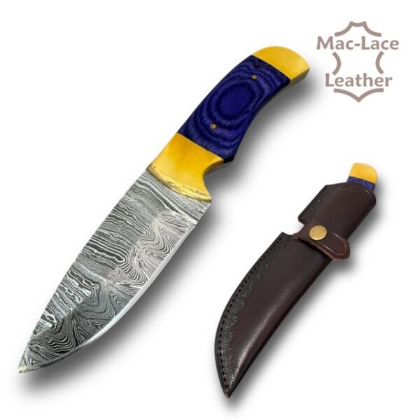 Blue Handle Double Bolsters Skinning Damascus knife (5975-00)