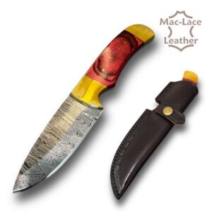 Red Handle Double Bolsters Skinning Damascus knife (5977-00)