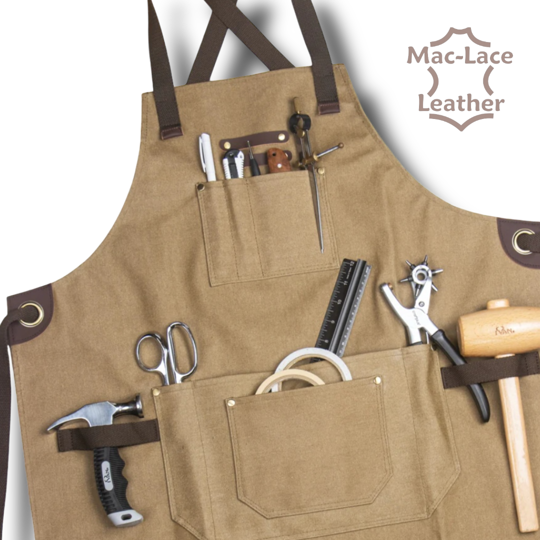 Leather Trim Waxed Canvas Apron