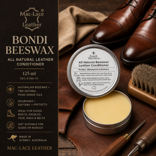 125ml Bondi beeswax leather conditioner balm for boots, saddles, bags and smooth leather