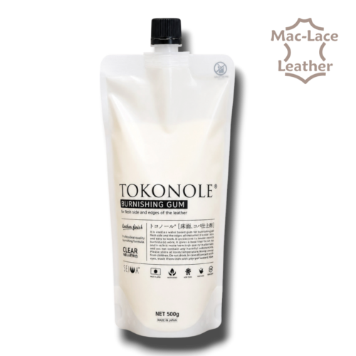 Tokonole Clear Burnishing Gum 500g for smoothing, sealing and polishing leather edges.