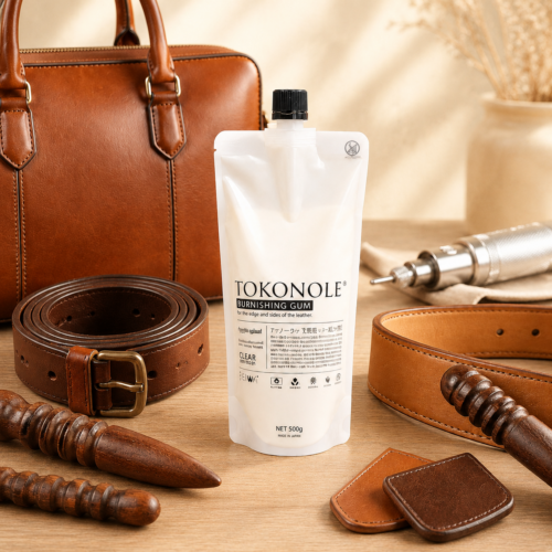 Tokonole Clear Burnishing Gum 500g for smoothing, sealing and polishing leather edges.