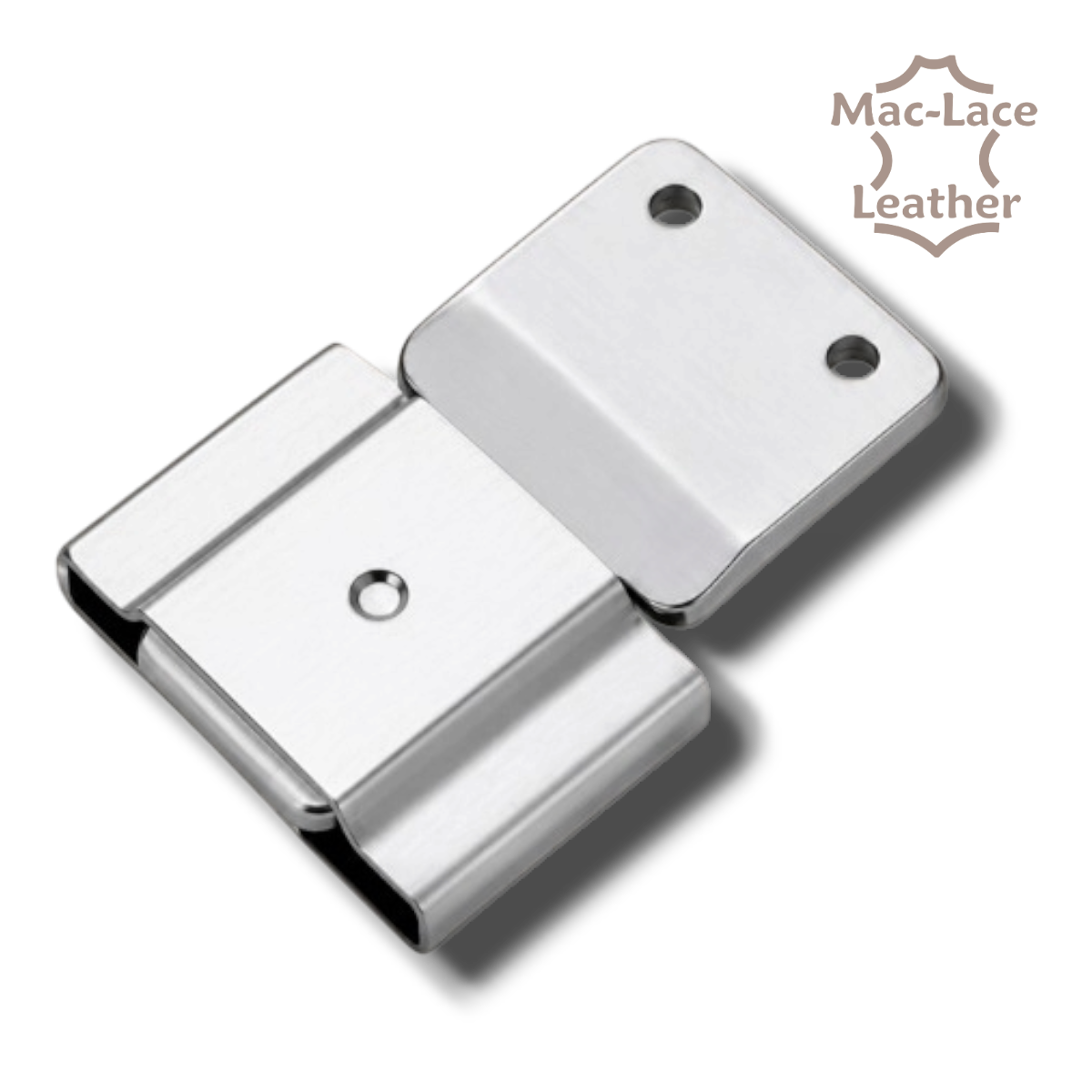 Pair of 2.5-inch T.S. Blevins stainless steel adjustable saddle fender buckles