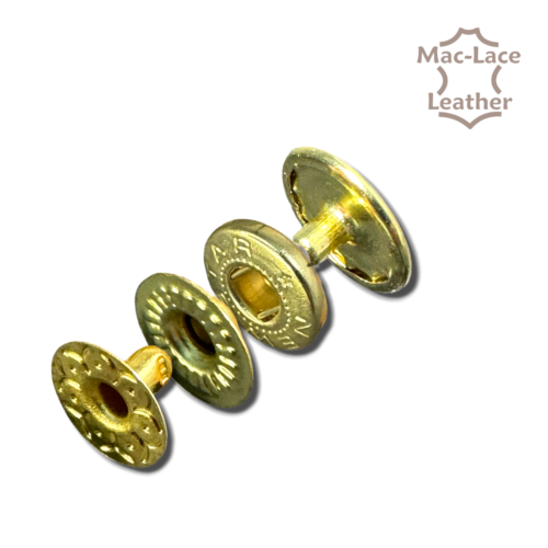 12.5mm brass plated glove snaps with 6mm stems, supplied in a pack of 100.