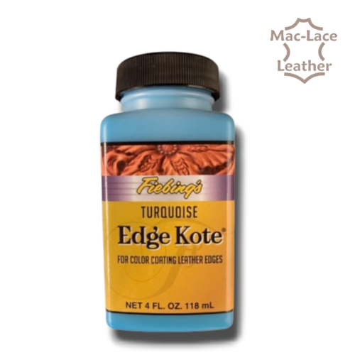 Turquoise Fiebing’s Edge Kote® 118ml flexible semi-gloss leather edge finish.