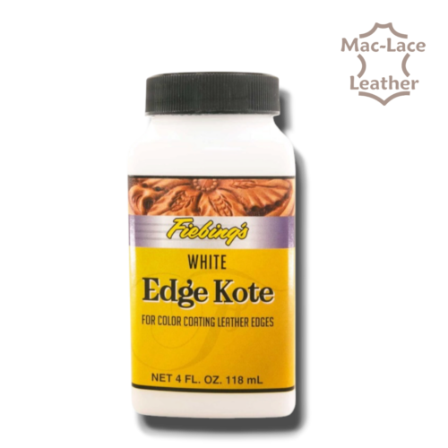 White Fiebing’s Edge Kote® 118ml flexible semi-gloss leather edge finish.