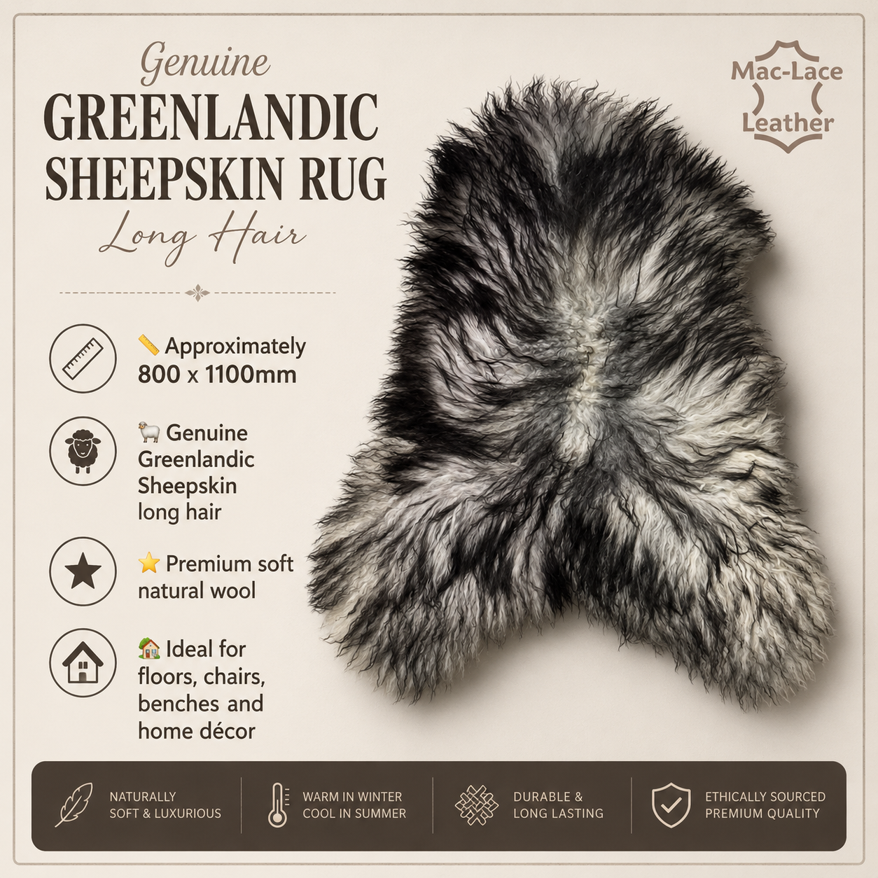 Genuine Greenlandic sheepskin rug