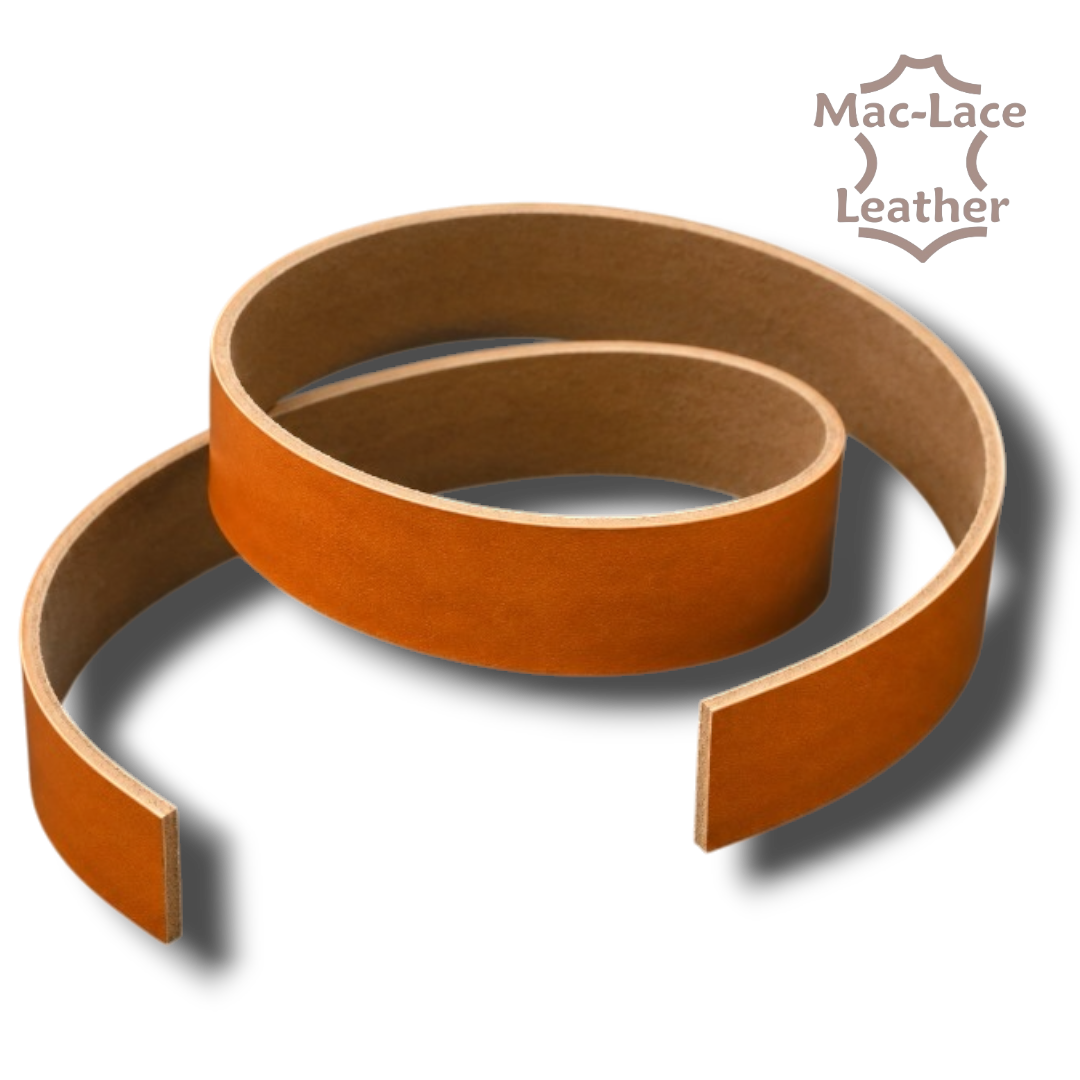 3.8–4mm cognac premium Italian crust leather belt blank strap, suitable for carving, stamping and embossing.