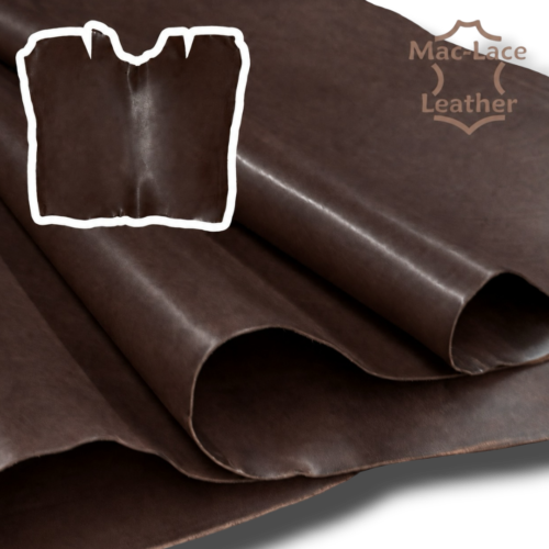 Dark brown Italian double butt belting leather in 3.8–4.0mm thickness