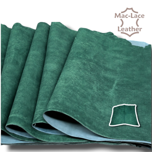 Italian Graffiti full vegetable-tanned leather in graphite green with a distinctive textured, distressed finish.