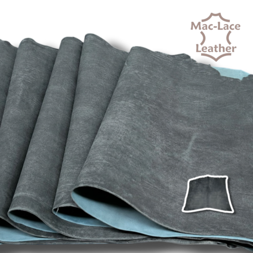 Italian Graffiti full vegetable-tanned leather in graphite green with a distinctive textured, distressed finish.