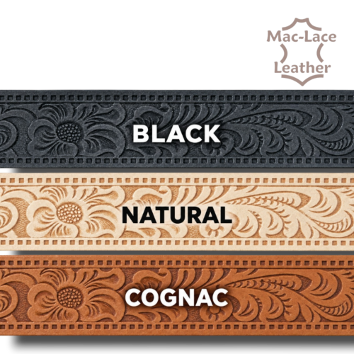 Embossed Western Floral Leather Belt Blank in Black, Natural and Cognac