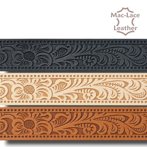 Embossed Western Floral Leather Belt Blank in Black, Natural and Cognac