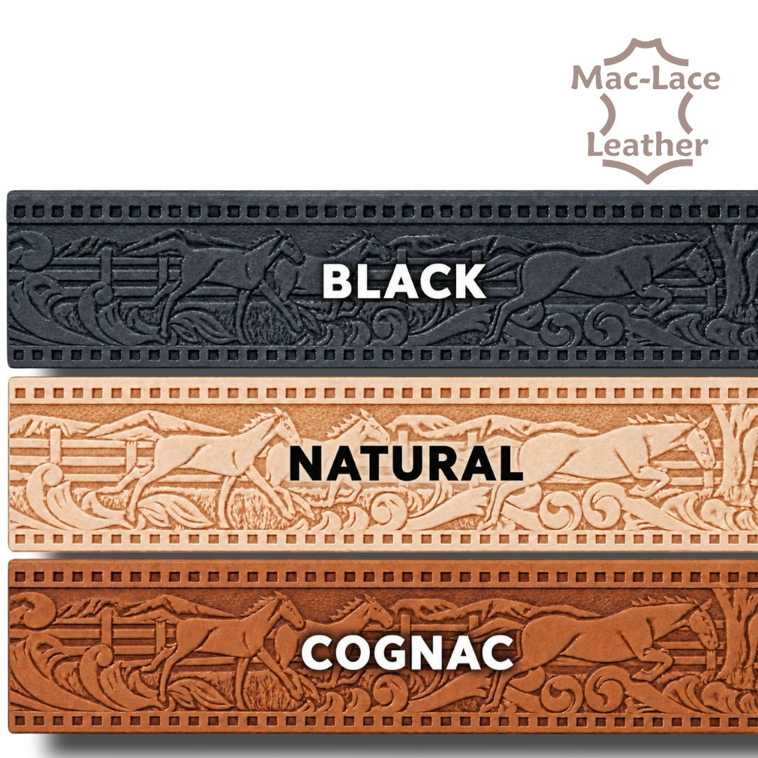 Embossed Running Horses Leather Belt Blank