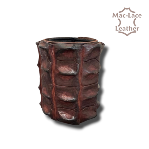 Genuine Australian brown crocodile leather stubby cooler