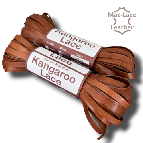8mm bargain cognac kangaroo leather lace in a 20m roll