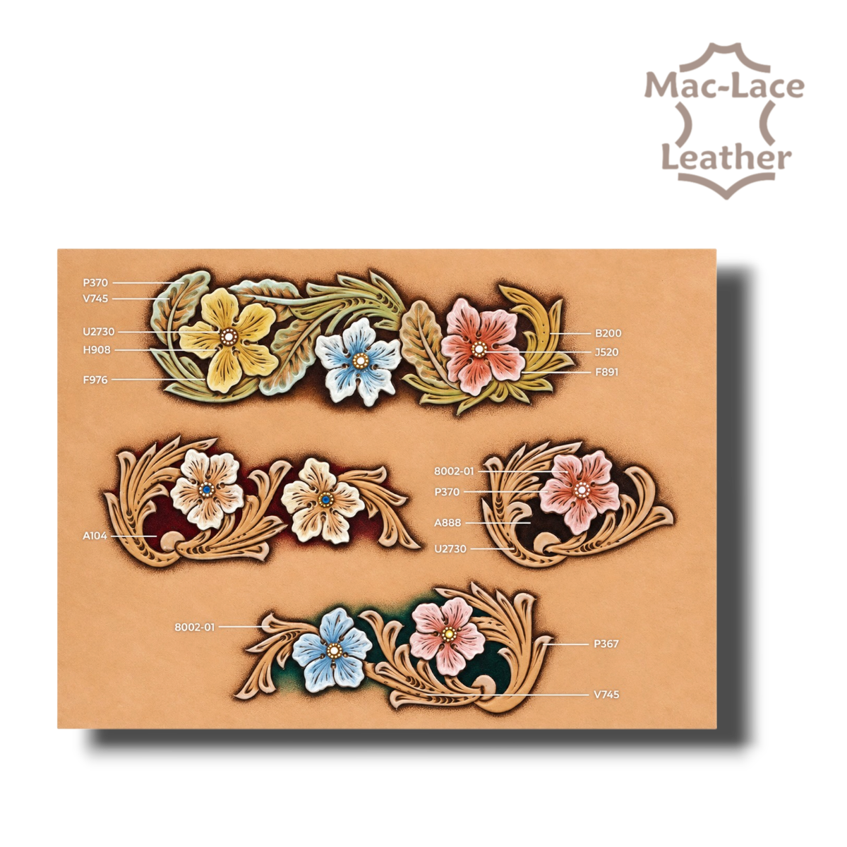 MakerAid Floral Corners and Borders #3 reusable leather tooling template