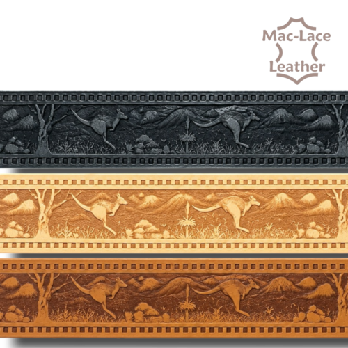Australian Outback Kangaroo embossed vegetable-tanned leather belt blank