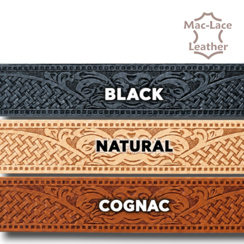 Floral basket weave embossed leather belt blank