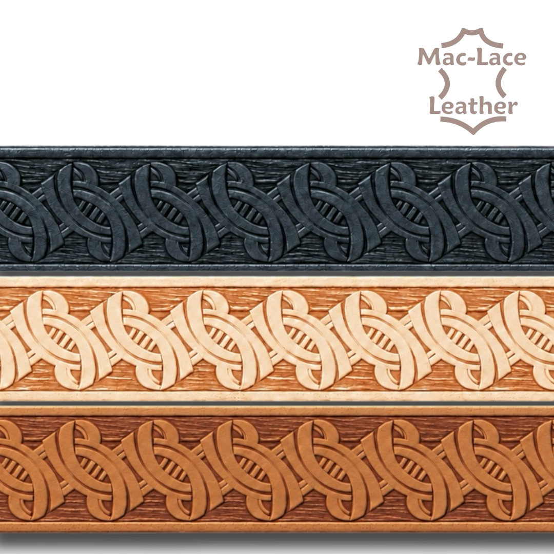 Embossed Celtic leather belt blanks in Black, Natural and Cognac