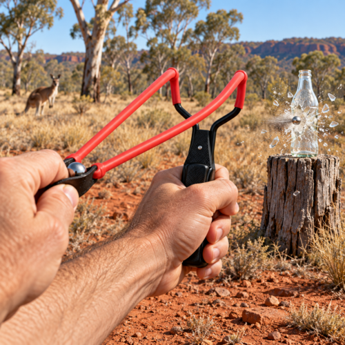 Marksman steel slingshot – Mac-Lace Leather SKU 5650-00