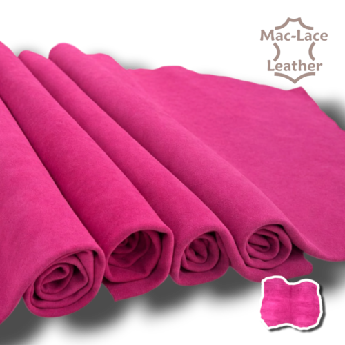 1.2–1.4mm hot pink chrome-tanned cow suede double butt leather